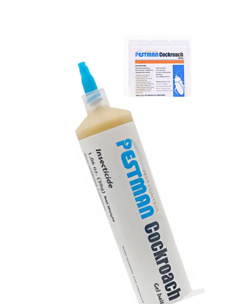 Pestman Cockroach  Gel Bait, 30g Games, with Syringe Applicator, Roach Bait Effective Roach Killer, Child and Pet Safe Easy-toUse Household SBC, one 30g Tube with 1 Plungers and 1 Taps
